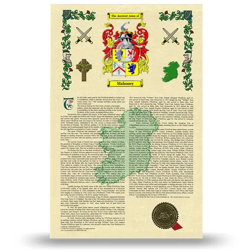 Mahoney Armorial History with Coat of Arms