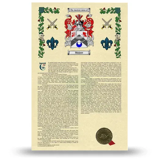 Majore Armorial History with Coat of Arms