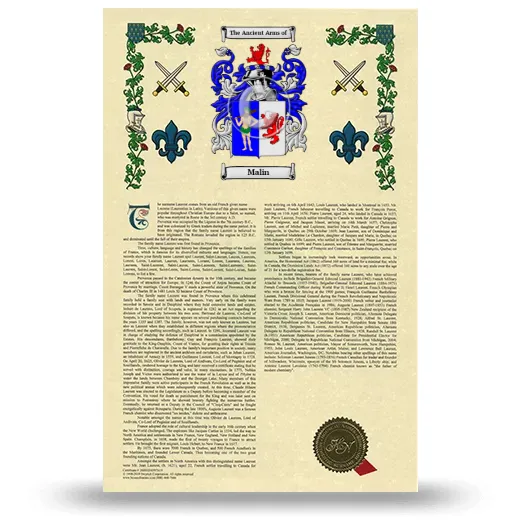 Malin Armorial History with Coat of Arms