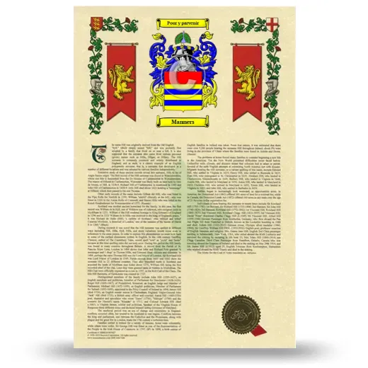Manners Armorial History with Coat of Arms