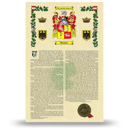 Manners Armorial History with Coat of Arms