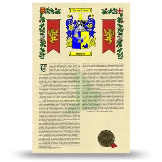 Mapples Armorial History with Coat of Arms
