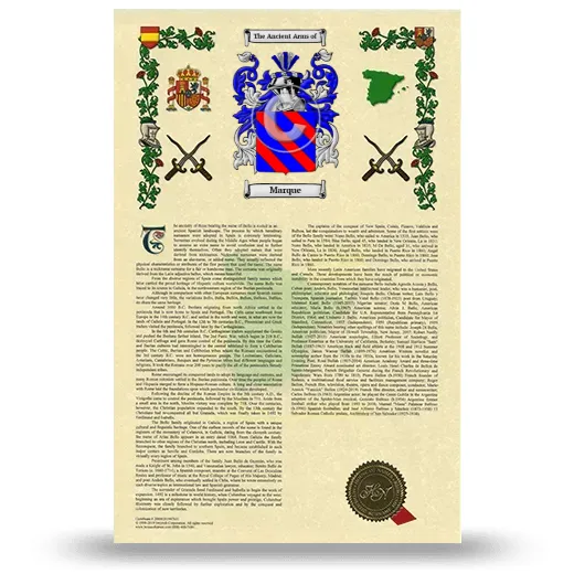 Marque Armorial History with Coat of Arms