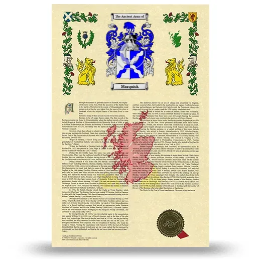 Marquick Armorial History with Coat of Arms
