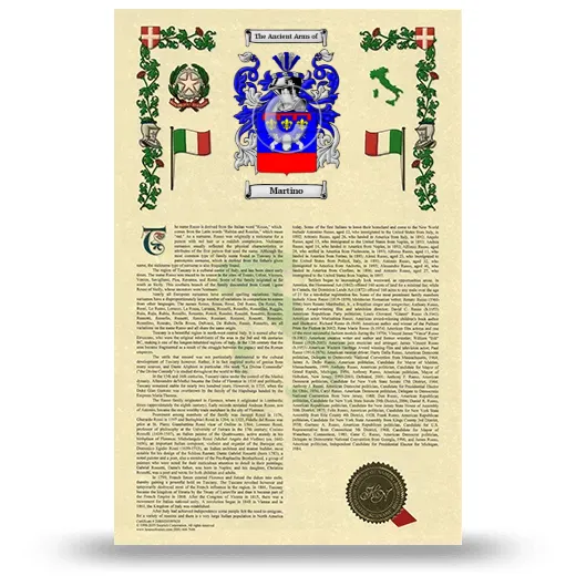 Martino Armorial History with Coat of Arms