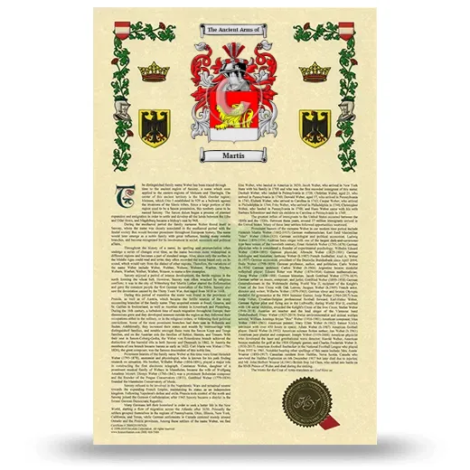 Martis Armorial History with Coat of Arms