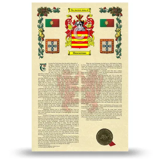 Mascarenas Armorial History with Coat of Arms