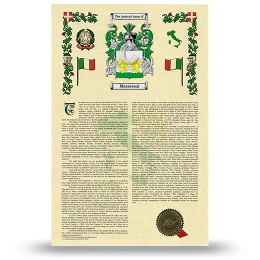 Massaroni Armorial History with Coat of Arms