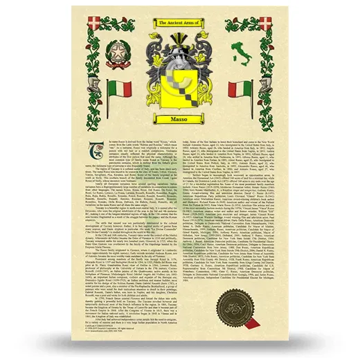 Masso Armorial History with Coat of Arms