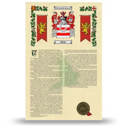 Matin Armorial History with Coat of Arms