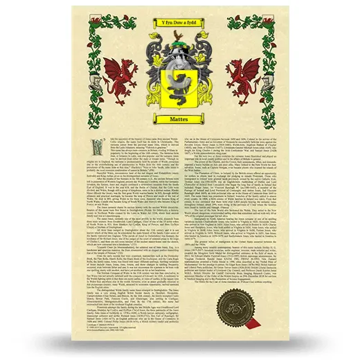 Mattes Armorial History with Coat of Arms