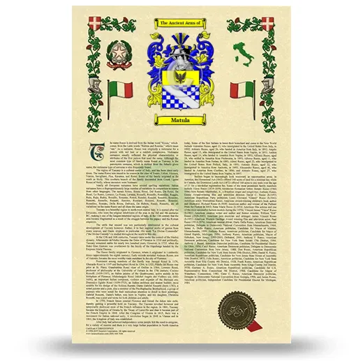Matula Armorial History with Coat of Arms