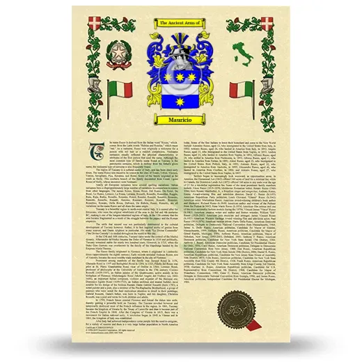 Mauricio Armorial History with Coat of Arms