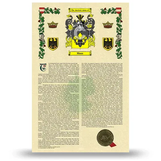 Maus Armorial History with Coat of Arms
