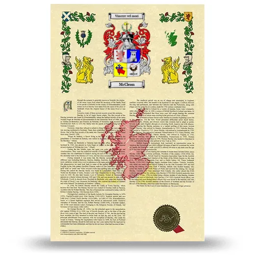 McClean Armorial History with Coat of Arms