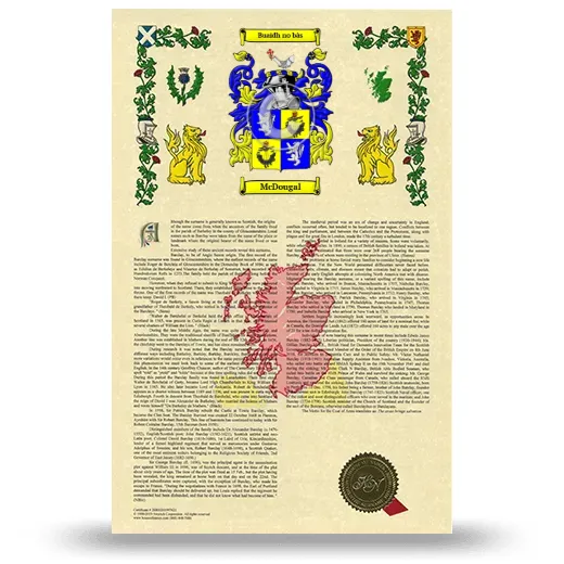 McDougal Armorial History with Coat of Arms