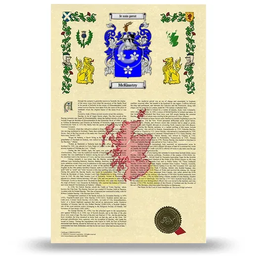 McKinstry Armorial History with Coat of Arms