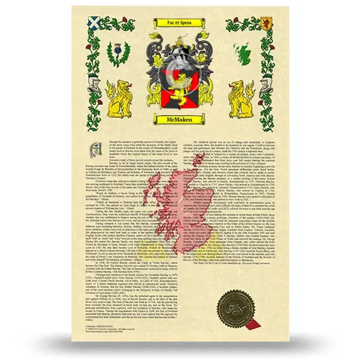McMaken Armorial History with Coat of Arms