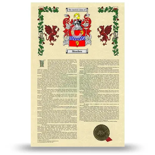 Meachen Armorial History with Coat of Arms