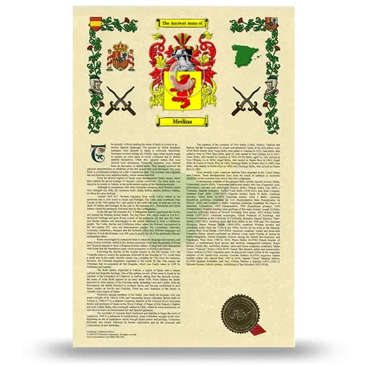 Medina Armorial History with Coat of Arms