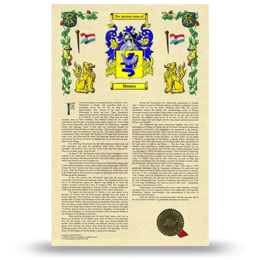 Meeres Armorial History with Coat of Arms