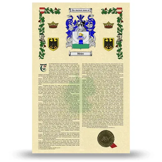 Meier Armorial History with Coat of Arms