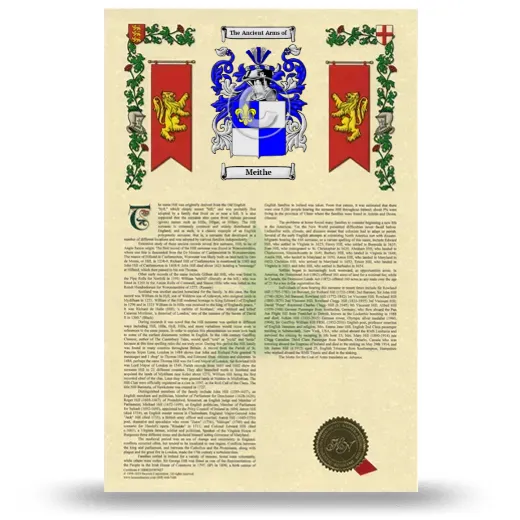 Meithe Armorial History with Coat of Arms