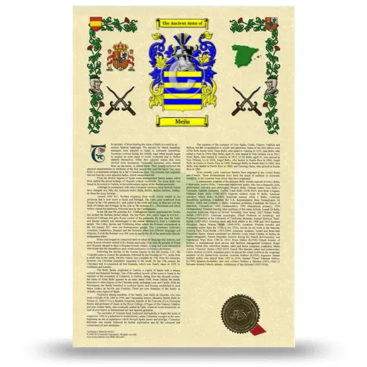 Mejia Armorial History with Coat of Arms