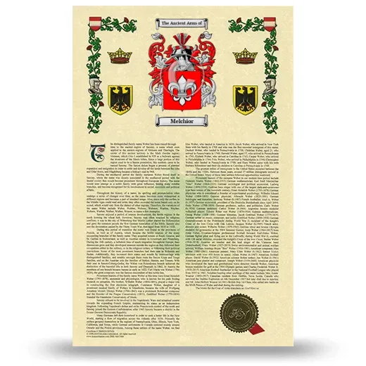 Melchior Armorial History with Coat of Arms