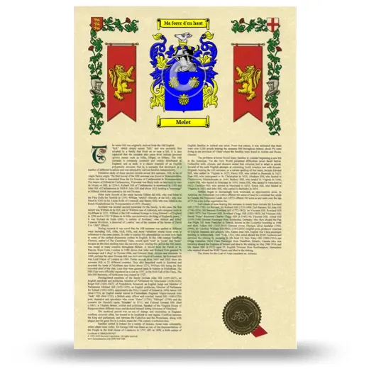 Melet Armorial History with Coat of Arms