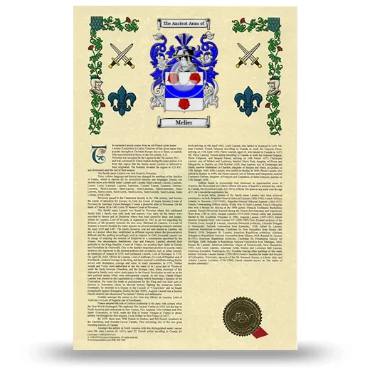 Melier Armorial History with Coat of Arms