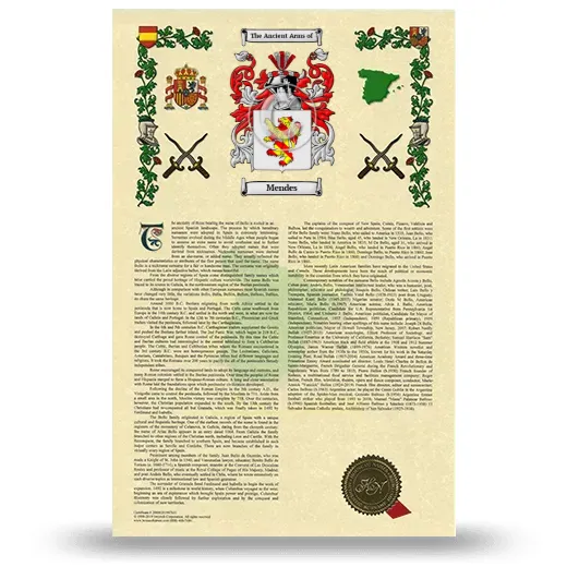 Mendes Armorial History with Coat of Arms