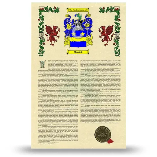 Merrick Armorial History with Coat of Arms