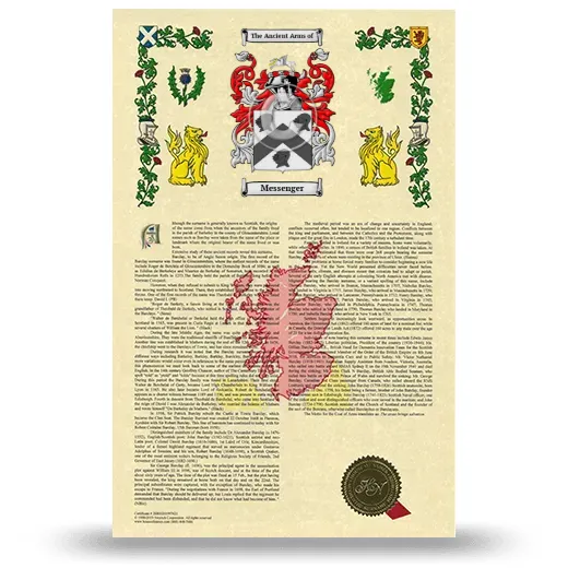 Messenger Armorial History with Coat of Arms