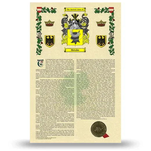 Metzler Armorial History with Coat of Arms