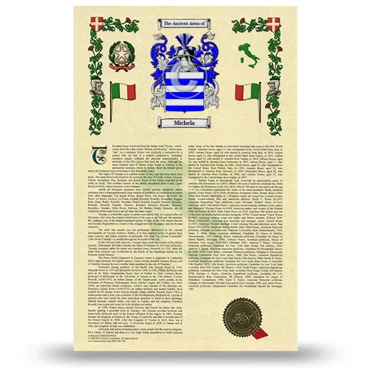 Michela Armorial History with Coat of Arms