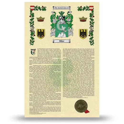 Milae Armorial History with Coat of Arms