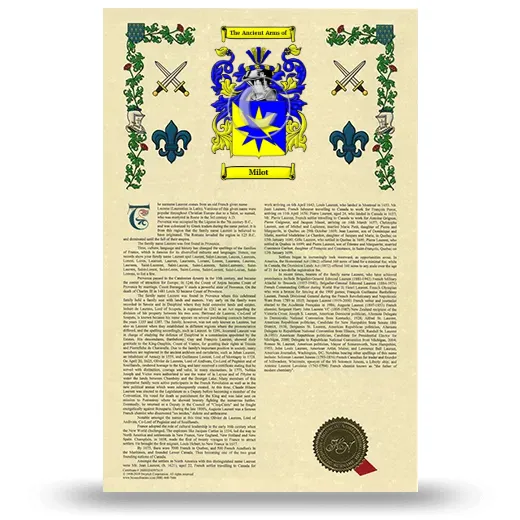Milot Armorial History with Coat of Arms