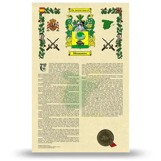Miramontes Armorial History with Coat of Arms