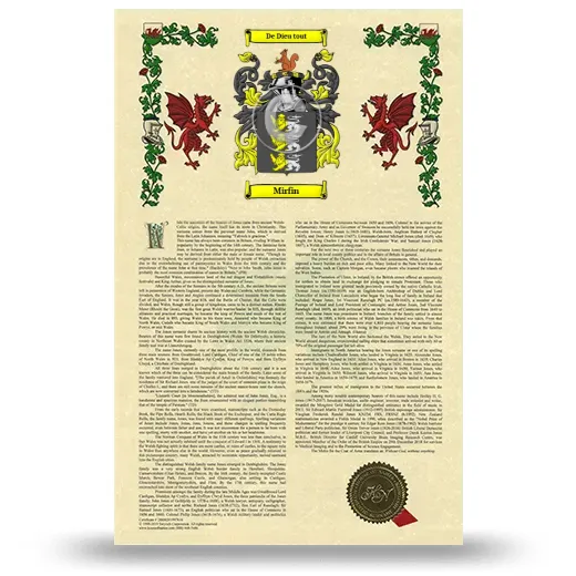 Mirfin Armorial History with Coat of Arms