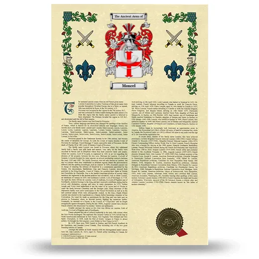 Moncel Armorial History with Coat of Arms