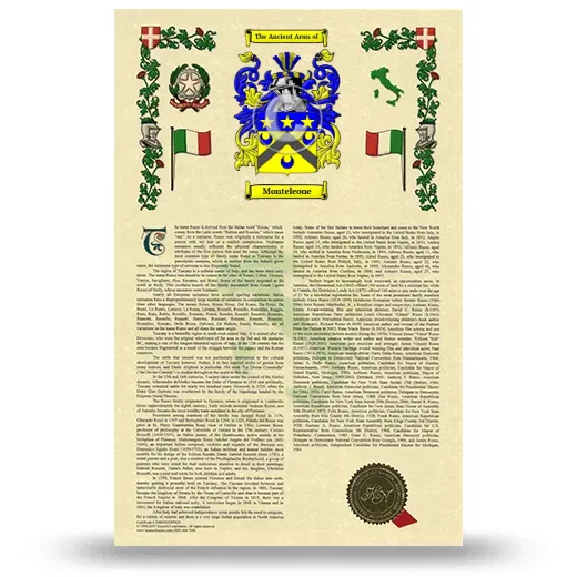 Monteleone Armorial History with Coat of Arms