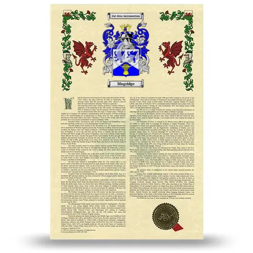 Mugridge Armorial History with Coat of Arms