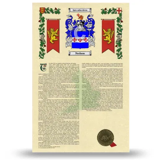 Nasham Armorial History with Coat of Arms