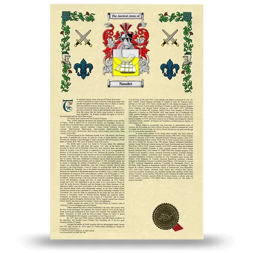Naudet Armorial History with Coat of Arms