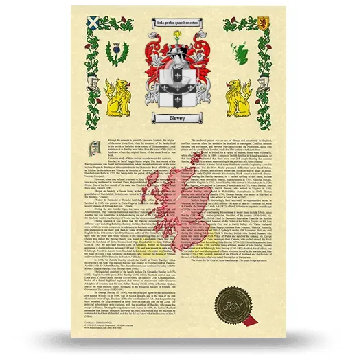 Nevey Armorial History with Coat of Arms