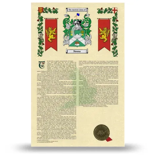Newus Armorial History with Coat of Arms