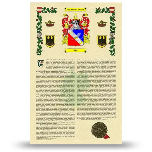 Ney Armorial History with Coat of Arms
