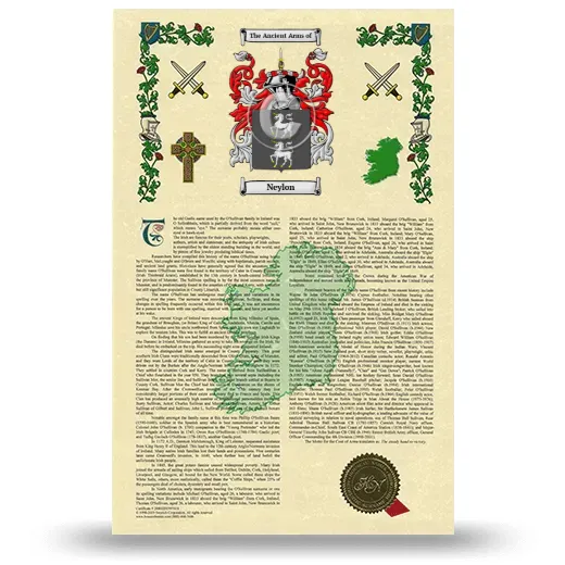 Neylon Armorial History with Coat of Arms