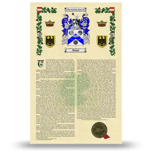 Nichol Armorial History with Coat of Arms